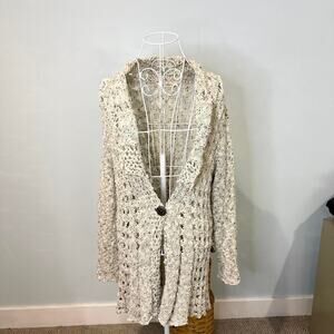Cute vintage y2k gray long sleeve knit crochet cardigan